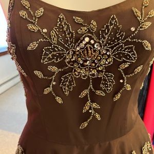 Beaded dress with fitted bodice and full beaded tulle skirt - size 2